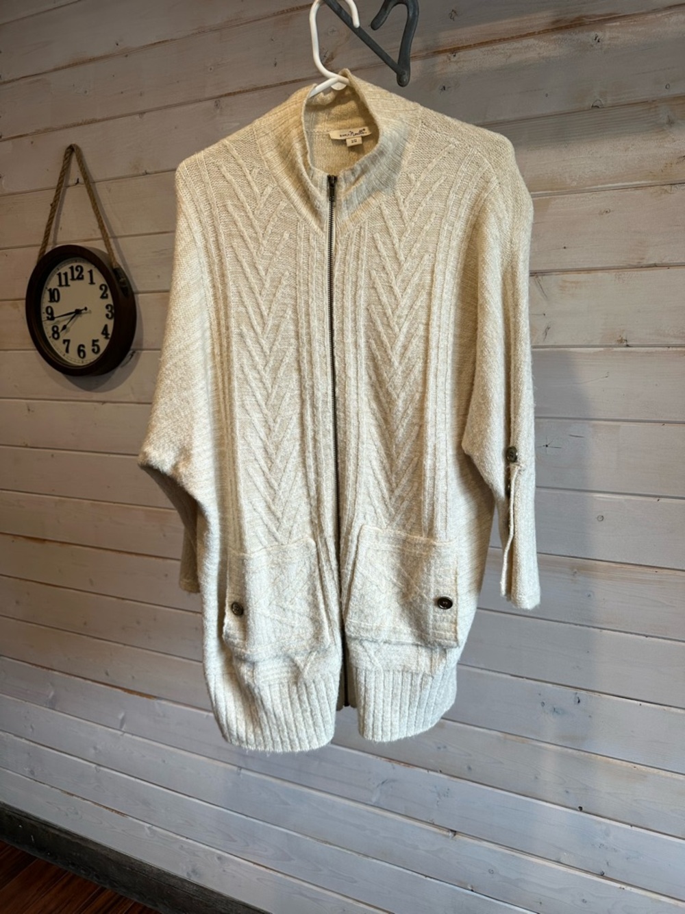 Simply Noelle | Beige Full Zip Knit Sweater Jacket